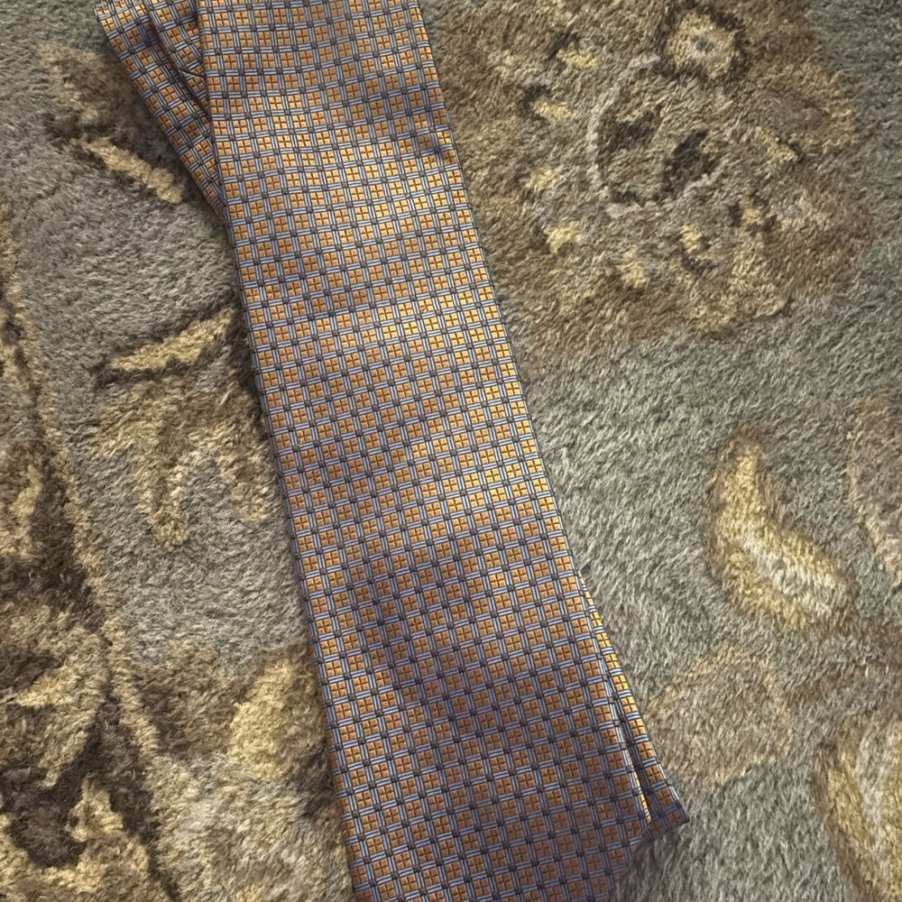 Lorenzo Selini Gold and Blue Men's Tie All Silk and hand-made